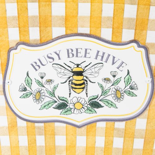 položky Oválný květináč s motivem včely, károvaný vzor, letní dekorace, květináč, 38×24×29 cm