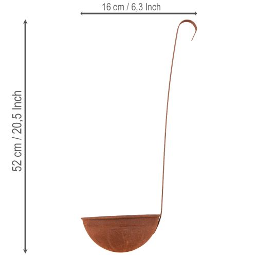 položky Závěsný květináč, kuchyňská dekorace, naběračka, rezavá úprava, Ø16,5 cm, 2 kusy