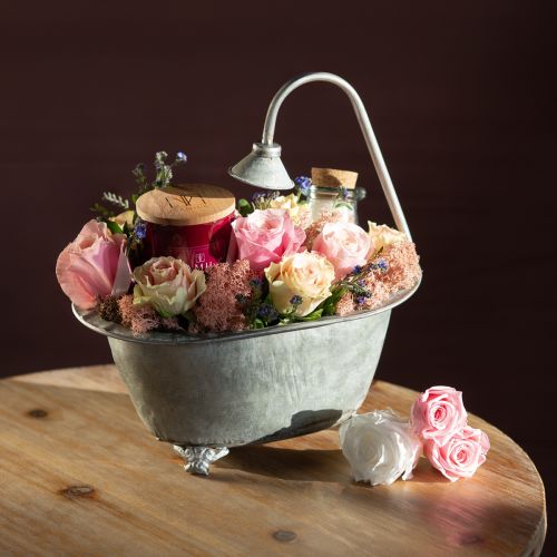 Floristik24 Miska na rostliny Kovová mini vana 22,5 cm/27,5 cm Sada 2 ks