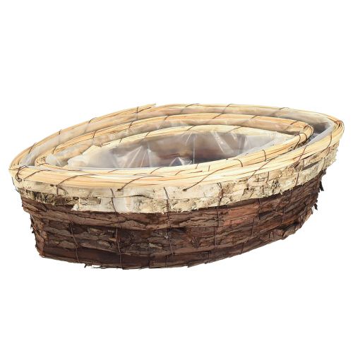 Floristik24 Dřevěná kůra rostlinných lodí 3-barevná 33,5/40/48 cm sada 3 ks