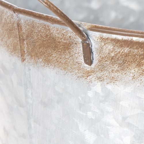 položky Květináč s uchy, dekorativní miska s rezavou úpravou, stříbrná kovová nádoba Ø26cm V25,5cm