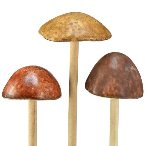 položky Dekorativní houby na špejli, hnědé 5,5 cm - dekorace podzimní zahrady a obývacího pokoje - 6 ks