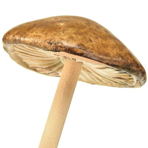 položky Dekorativní houby na špejli, hnědé 5,5 cm - dekorace podzimní zahrady a obývacího pokoje - 6 ks