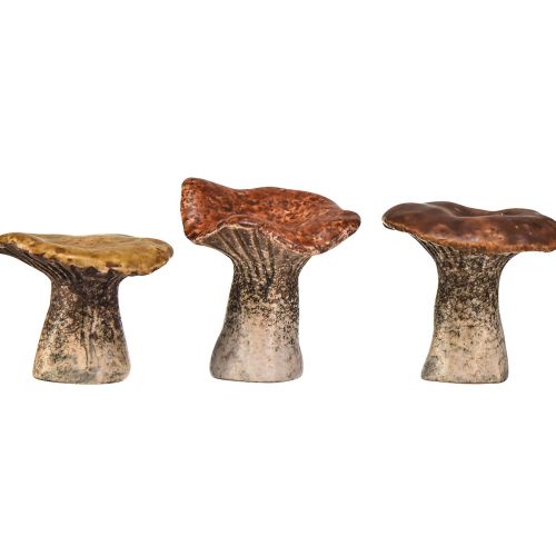 položky Přírodou inspirované houbové dekorační figurky – různé odstíny hnědé, 6,4 cm – okouzlující akcenty pro zahradu a dům, balení 3 ks
