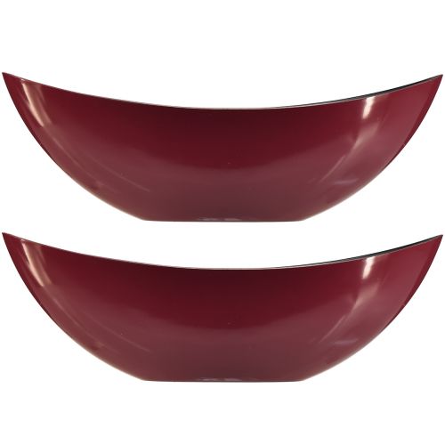 položky Moderní půlměsícová miska tmavě červená z plastu 39 cm - všestranná na dekoraci - 2 kusy
