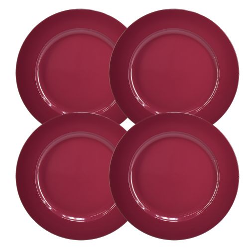 položky Všestranné tmavě červené plastové talíře – 28 cm, ideální pro dekoraci a venkovní použití – 4 kusy
