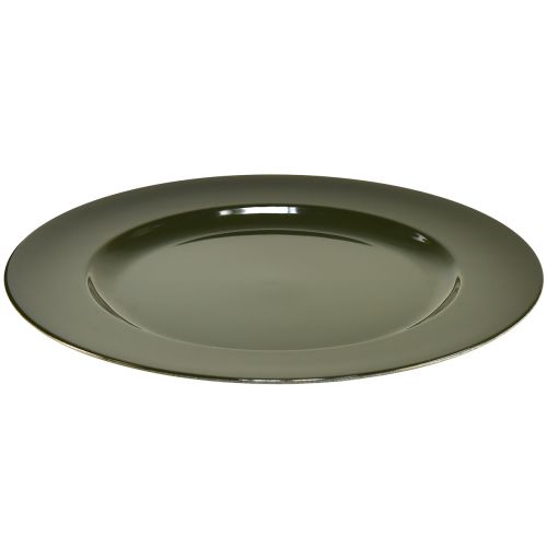 položky Elegantní tmavě zelený plastový talíř 28 cm 4ks