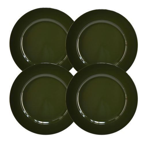 položky Elegantní tmavě zelený plastový talíř 28 cm 4ks