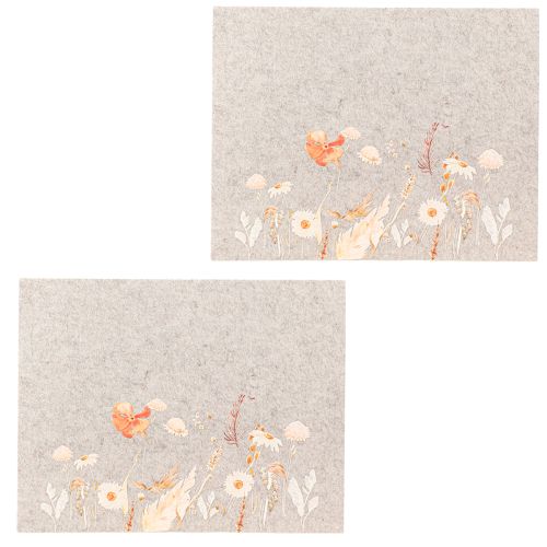 položky Plstěné prostírání s motivem květin – stylové prostírání pro přírodní dekoraci stolu 45x35cm 2 kusy