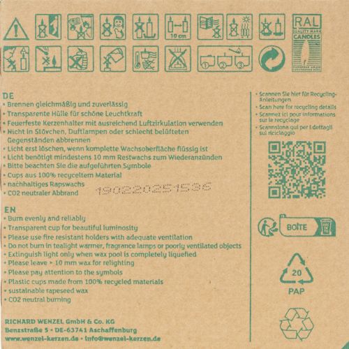 položky Čajové svíčky PURE Nature Lights z řepkového vosku, přírodní, doba hoření 7 hodin, 18 kusů