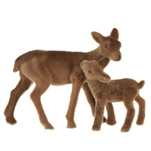 Dekorativní figurky jelenů Vánoční hnědý hejnový jelen s kolouchem v sadě V9/5,5cm 4 kusy