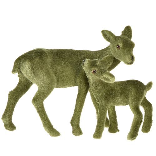položky Dekorativní figurky jelenů Vánoční zelený hejnový jelen s kolouchem v sadě V9/5,5cm 4 kusy
