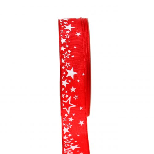 Floristik24 Vánoční stuha hvězda vzor červená 25mm 25m