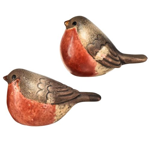 položky Keramické figurky Robin – červené a přírodní tóny, 5,4 cm – ideální pro zahradu a domov – balení 4 ks