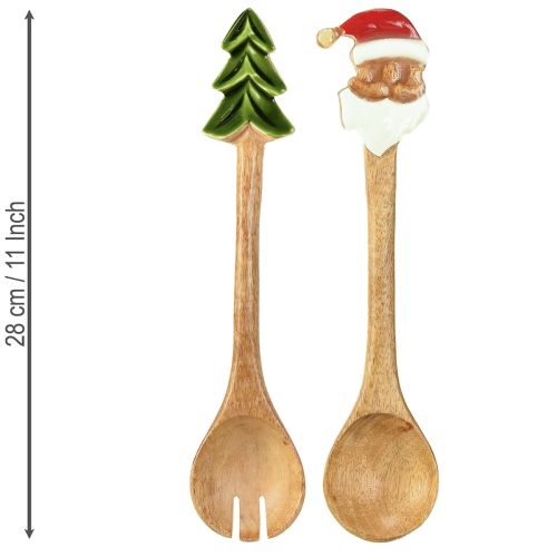 položky Dřevěné příbory na salát, vánoční, 28 cm, sada 2 kusů