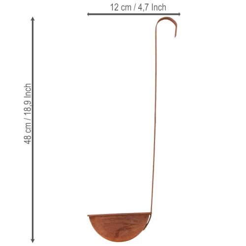 položky Miska na pěstování, dekorativní naběračka, rezavá úprava, Ø12 cm, 3 kusy