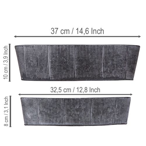 položky Oválná kovová miska, černá a šedá, vintage styl, 32,5/37 cm, sada 2 kusů.