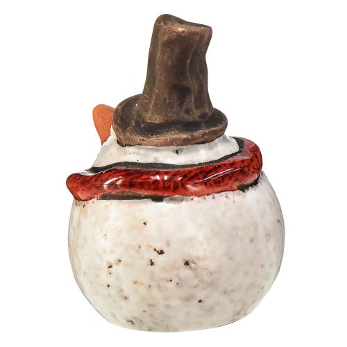položky Keramická figurka sněhuláka, bílá, 6,9 cm – zimní vánoční dekorace – 6 ks