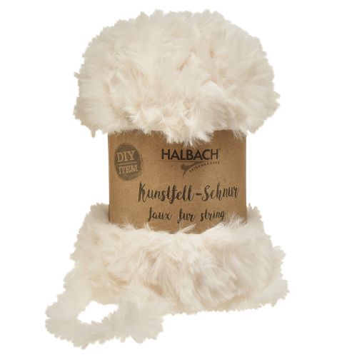 Floristik24 Šňůra z umělé kožešiny bílá - nadýchaná ozdobná šňůra bílá 50g 30m