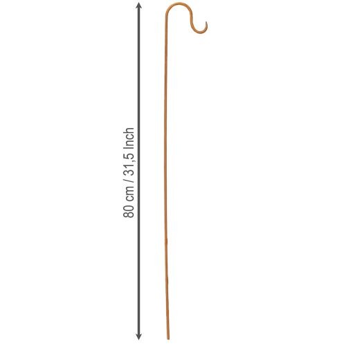 položky Tyč s háčkem, rezavě zbarvená dekorativní zahradní kovová dekorace, výška 80 cm, 3 kusy