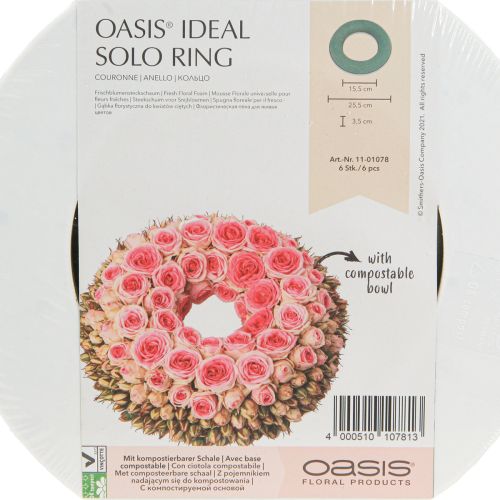 položky OASIS® Květinový pěnový věnec, zelený, V3cm Ø25cm, 6 ks