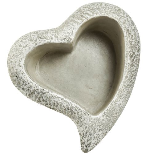 položky Lité kamenné srdce miska na rostlinu srdce na rostlinu šedá bílá 19×19×7cm