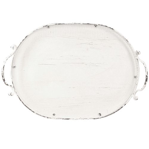 položky Shabby Chic oválný podnos s uchy bílý 36/45cm sada 2 kusů