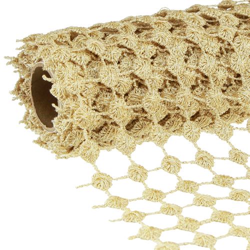Mřížka na běhání na stůl zlatá krémová se třpytkami š19cm d1,5m