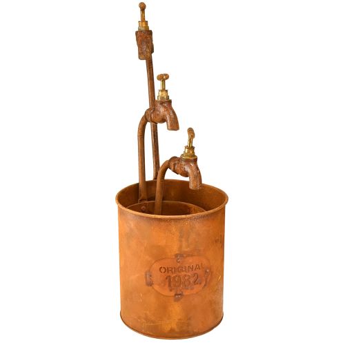 Květináč patina dekorativní kov s kohoutkem V25/37/43cm sada 3 ks | Floristik24.cz