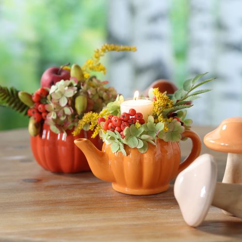 Floristik24 Keramický květináč na dýně oranžový Ø9,5 cm V6,5 cm 4 ks
