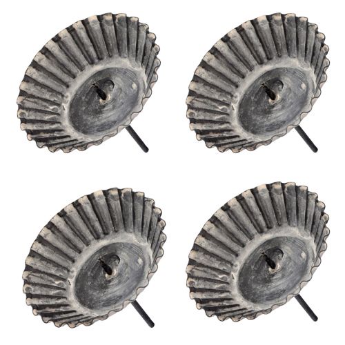 položky Vintage svícen na sloupové svíčky na vložení šedý Ø8,5cm 4 kusy