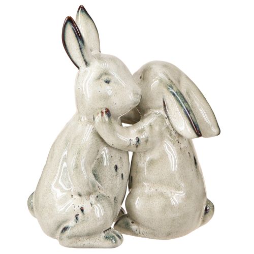 Floristik24 Keramické figurky králíků šedá – roztomilá velikonoční dekorace 2ks 22cm