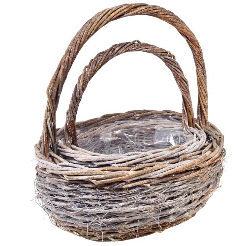 položky Proutěný koš s uchem oválný přírodní bílý L32/40cm – sada 2 kusů