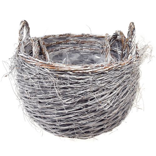 Floristik24 Sada proutěných košů v bílé prané - 3 velikosti (42 cm, 36 cm, 26 cm) - Univerzální pro dekoraci a skladování - Sada 3 kusů