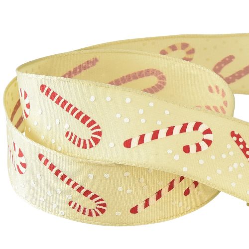položky Vánoční stuha s bonbóny dárková stuha béžová 25mm 15m