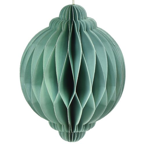 Floristik24 Vánoční koule papír tyrkysová cibule FSC Ø15cm V20cm