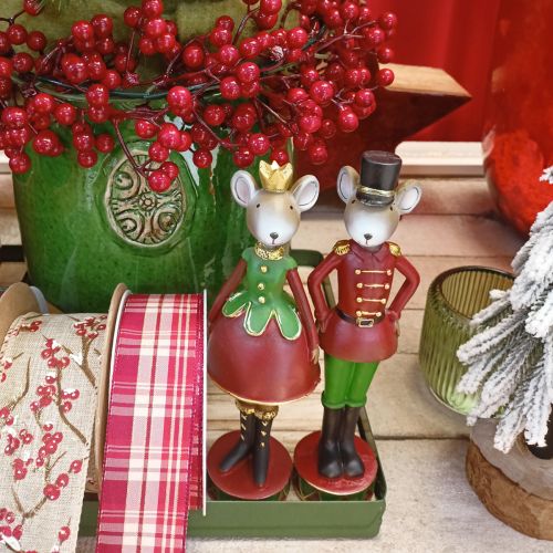 položky Vánoční dekorace myší figurky 14,5 cm červeno-zelené 2 kusy