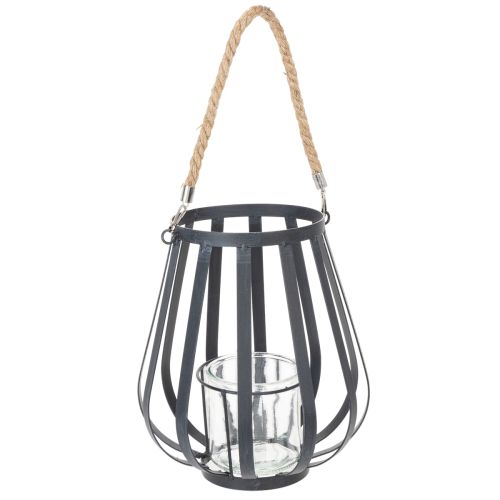 Floristik24 Kovová lucerna se sklem, antracitová, Ø23cm, V27cm