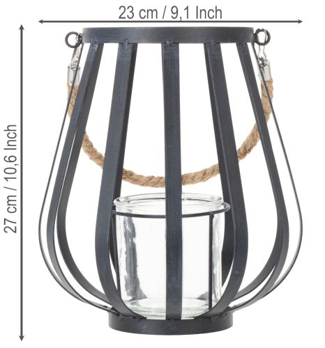 položky Kovová lucerna se sklem, antracitová, Ø23cm, V27cm