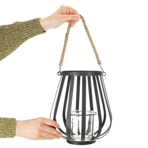 položky Kovová lucerna se sklem, antracitová, Ø23cm, V27cm