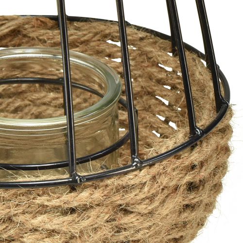 položky Lucerna s rukojetí a sklem černá přírodní Ø18cm V22cm