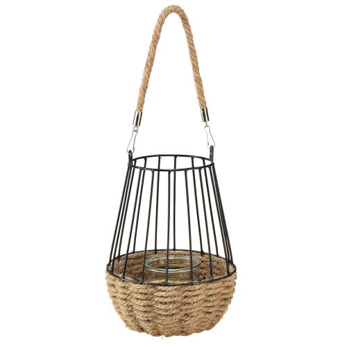 položky Lucerna s rukojetí a sklem černá přírodní Ø18cm V22cm
