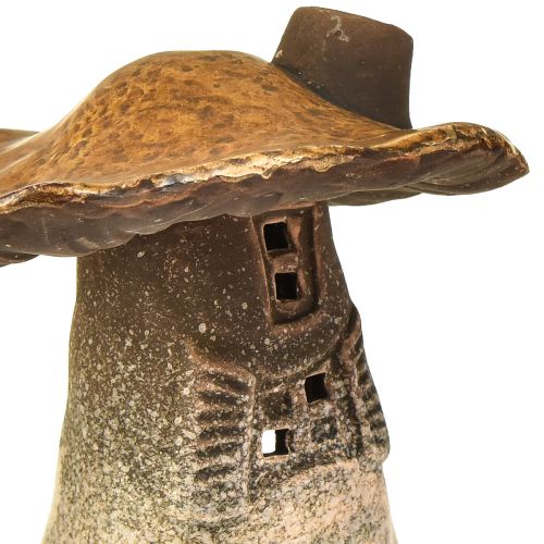 Floristik24 Lampiony do domu z kouzelných hub – rustikální keramika, hnědá, 14,5 cm – jedinečná světelná dekorace Balení po 2 kusech