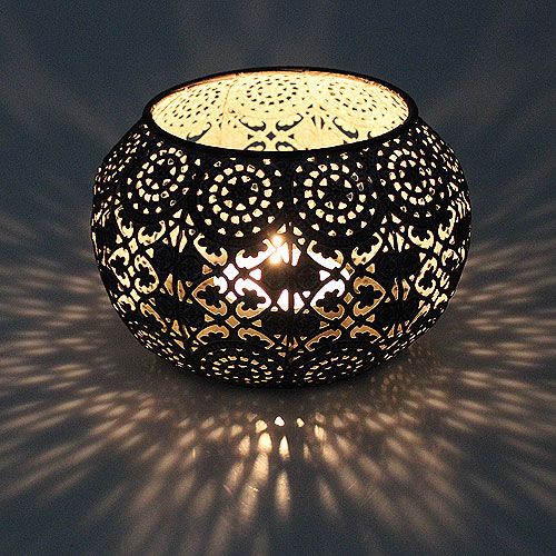 Floristik24 Kovová lucerna stříbrná orientální Ø17,5cm V12cm
