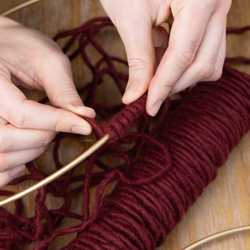 položky Knotová nit, vlněná šňůra, bordó, 55m provázek, květinářství, řemesla, DIY