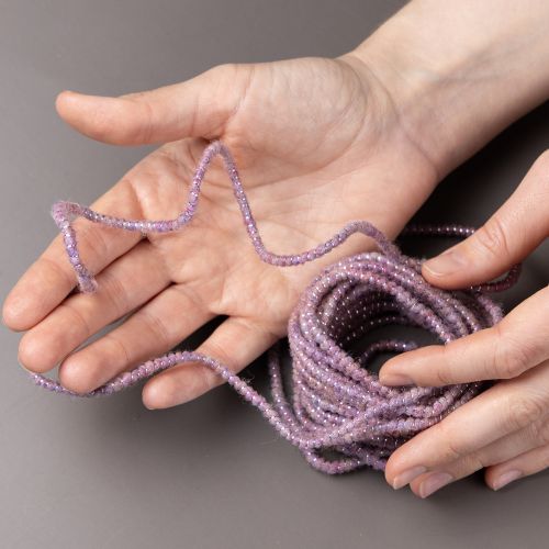 položky Vlněná šňůra s růžovou a zlatou nití, 5m x 5mm s drátkem, na dekoraci a tvoření