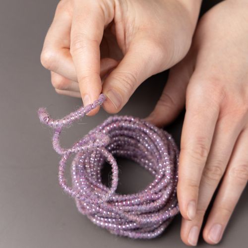 položky Vlněná šňůra s růžovou a zlatou nití, 5m x 5mm s drátkem, na dekoraci a tvoření