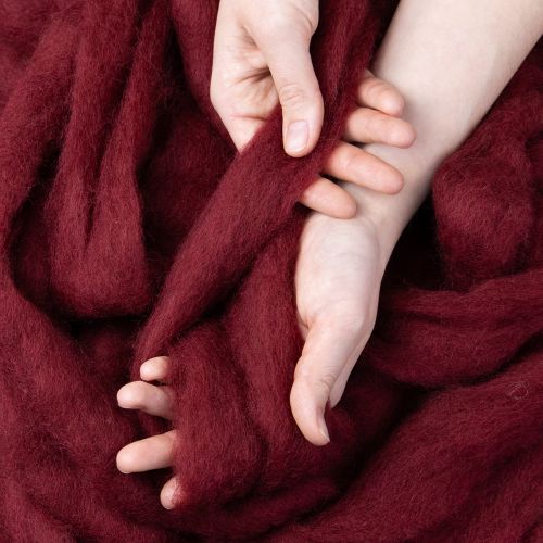 položky Vlněná šňůra, dekorativní vlna, tmavě červená, 10m vlněná stuha pro květinářství a tvoření