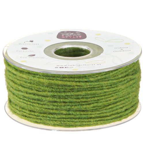 Floristik24 Vlněná šňůra Wick Thread plstěná šňůra mechově zelená 3mm 100m