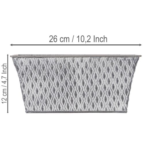 Zinková miska s diamantovým vzorem, 26 cm x 15,5 cm | Floristik24.cz